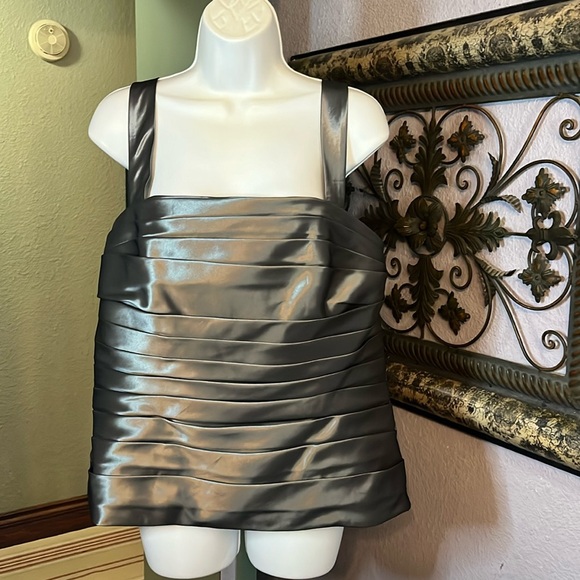 NWOT Alfred Angelo Top -Grey formal pleated Satin top with straps Sz 16 - Picture 1 of 12